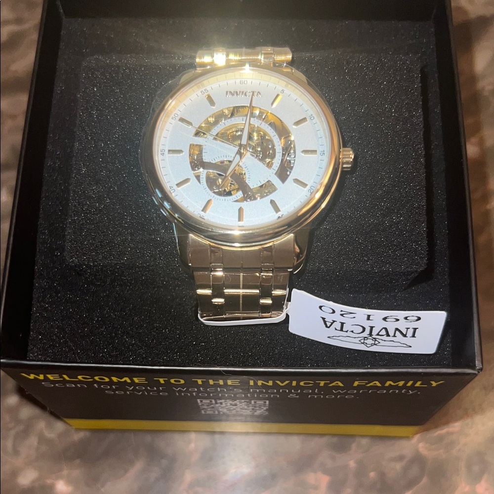 Invicta Object D Art Gold and White Skeleton Watch 42.5mm